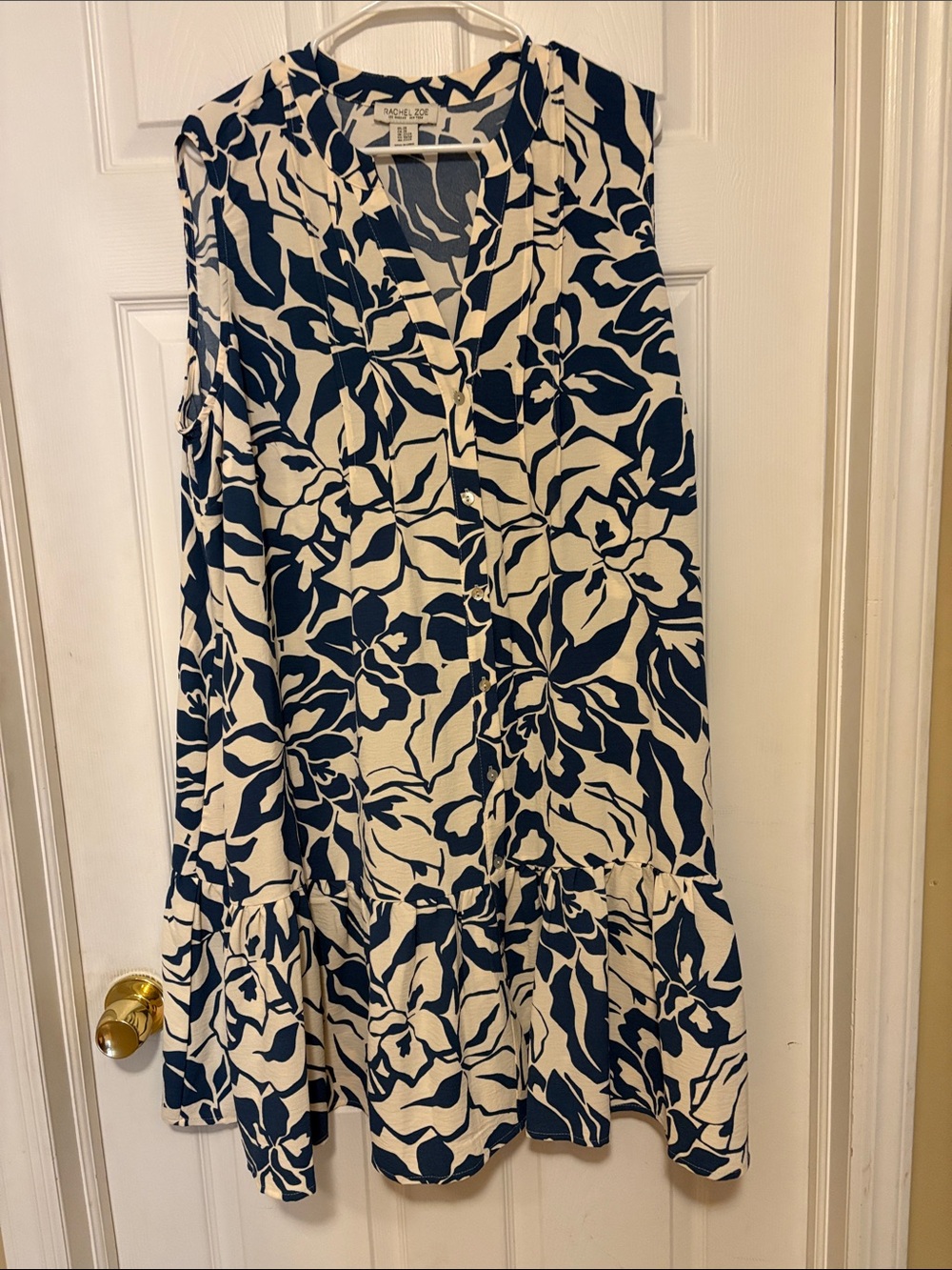 Rachel Zoe Cream and Blue Floral Print Dress